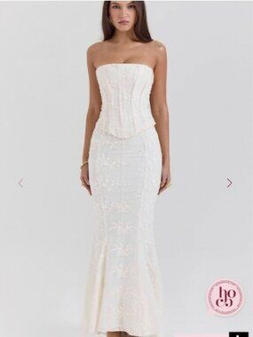 chinese dress ladies Shona Joy - La Lune Cumulus Silk Strapless Corset Gown - Ivory